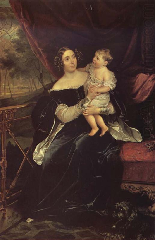 Portrait of Olga davydova with Her Daughter Natalia, Karl Briullov